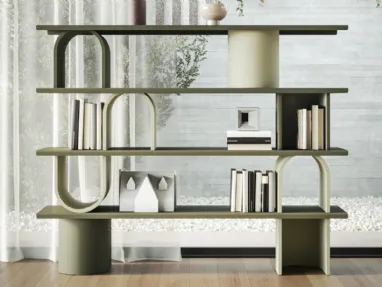 Libreria divisoria Libera Round in legno laccato con ripiani in metallo di Ronda Design