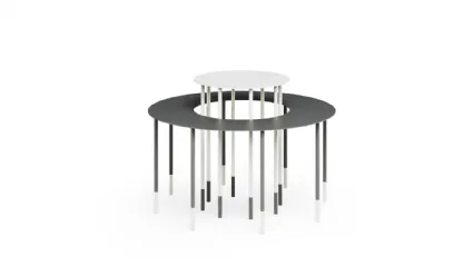 Tavolino Otto in metallo, costituito da due tavolini a doppia altezza, inseriti uno all’interno dell’altro, utilizzabili anche singolarmente di Egoitaliano