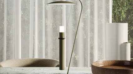 Lampada da terra LED ricaricabile in metallo Go Luce Floor di Ronda Design