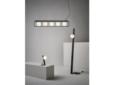 Lampada in acciaio nero a 5 luci Suspense Sospensione di Midj