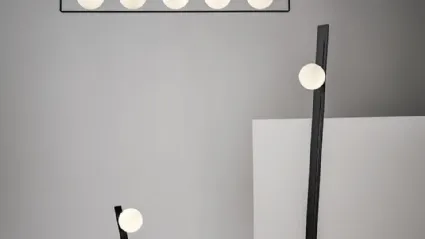 Lampada in acciaio nero a 5 luci Suspense Sospensione di Midj