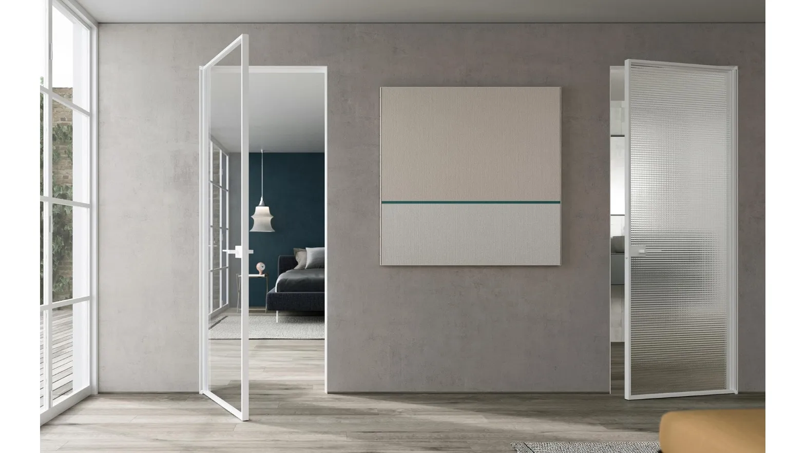 Porta per interni Mitica Battente in vetro con telaio in alluminio di ADL
