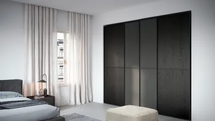 Armadio scorrevole Layer Rovere Carbone di Novamobili