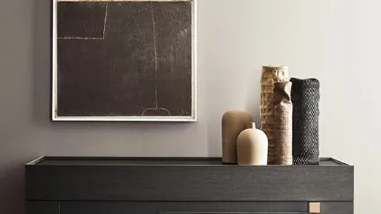 Comò Logos Calvi Brambilla in legno Rovere fumo e laccato opaco di Pianca