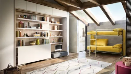Sistema trasformabile Ambiente 19 vista aperta di DOC Letto castello con LGM01 Tav e Living Young System Componibile di Clei