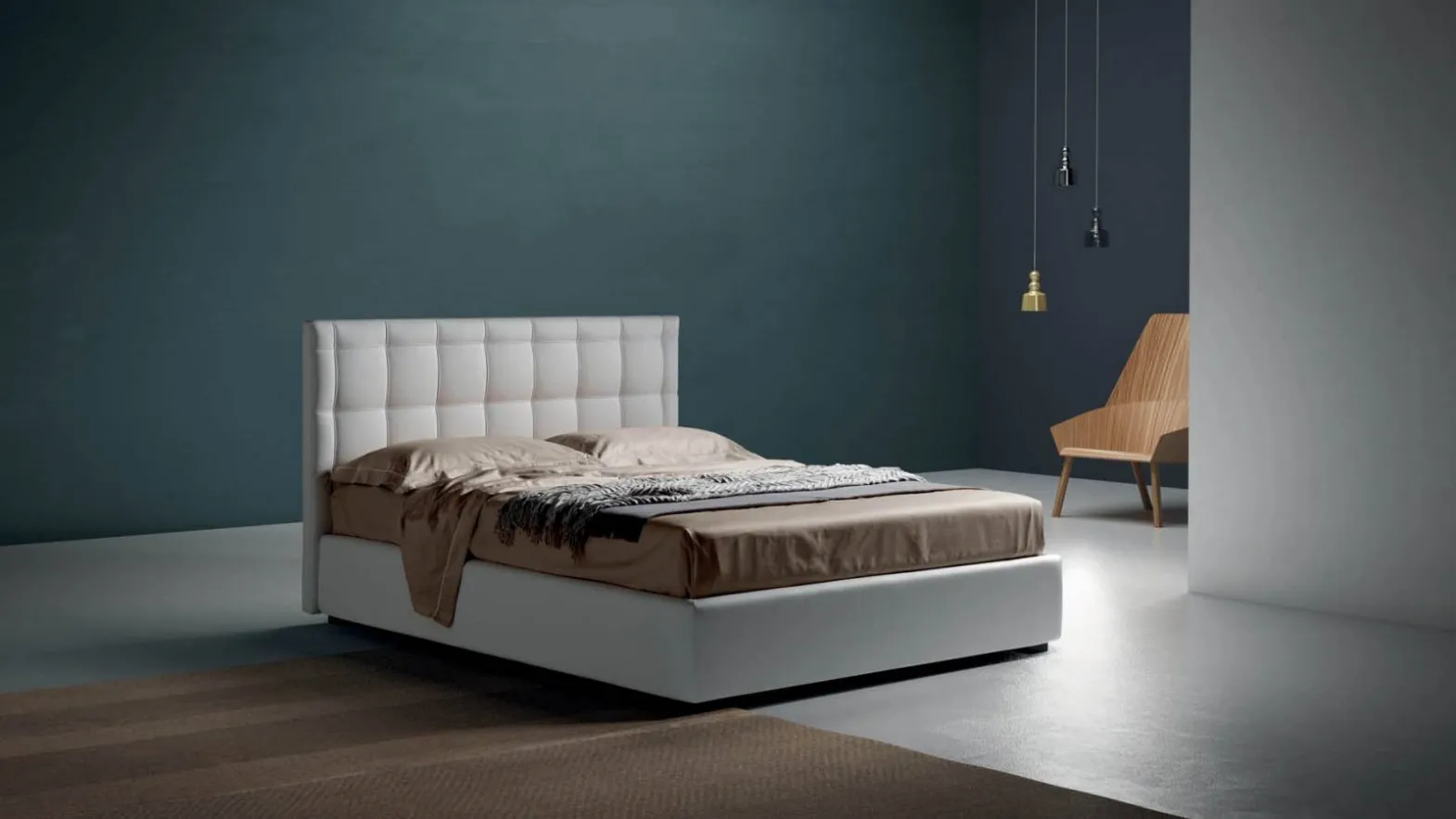 Letto con testiera in tessuto trapuntato Fancy di Bside