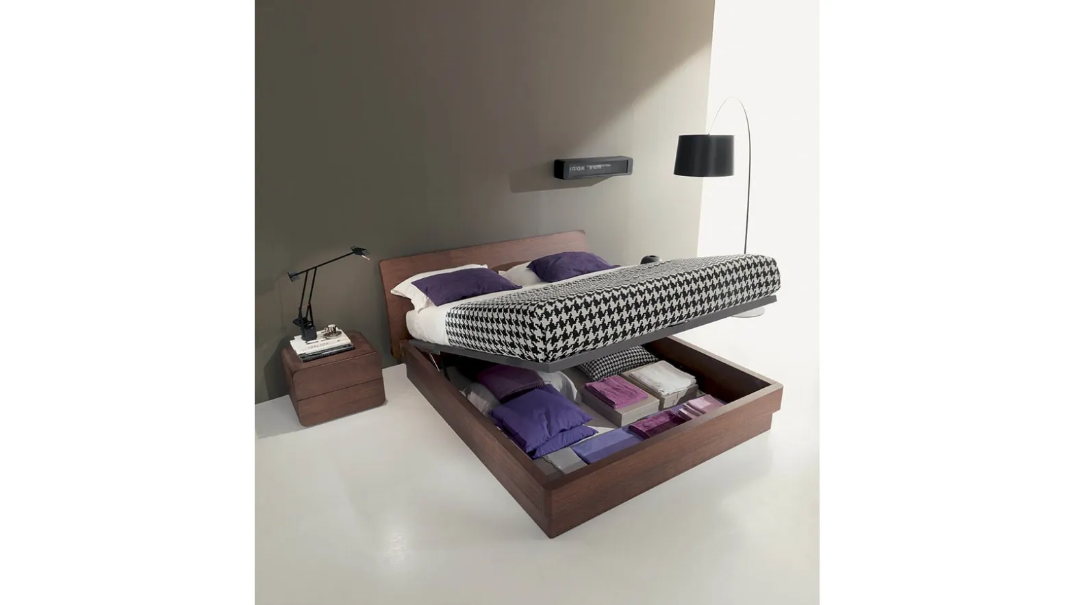 Letto matrimoniale in legno con box contenitore e testiera Icaro di Fimar