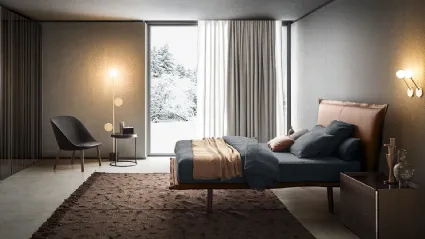 Letto in tessuto con testiera imbottita Aladino di Pianca