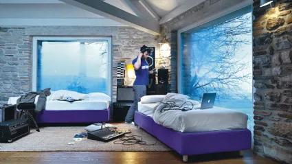 Letto singolo in tessuto Sommier di Noctis