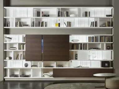 Libreria 04 in legno e laccato bianco di Turati T4