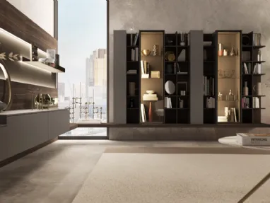 Libreria 18 in laccato opaco con ante in vetro di Turati T4