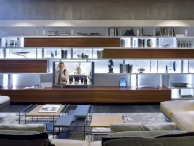 Libreria in legno e laccato bianco Living Cinema 04 di Turati T4