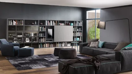 Libreria My Space 6 con vano porta TV a scomparsa di Alf Da Frè