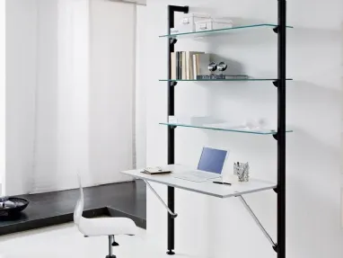 Libreria OK 110 W in alluminio con ripiani in vetro di Domitalia