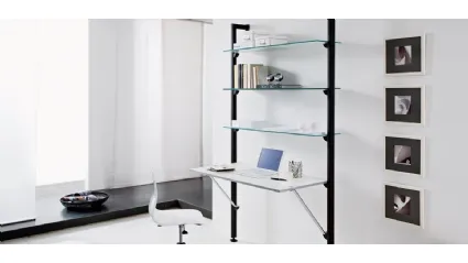 Libreria OK 110 W in alluminio con ripiani in vetro di Domitalia