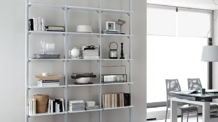 Libreria componibile OK-60-C in melaminico con struttura in alluminio di Domitalia