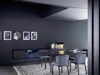 Mobile sospeso Madia Box 18 01 in Rovere Carbone e laccato opaco di Novamobili