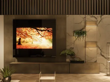 Parete Attrezzata con contenitore basso Iron e moduli Caddy di Ronda Design