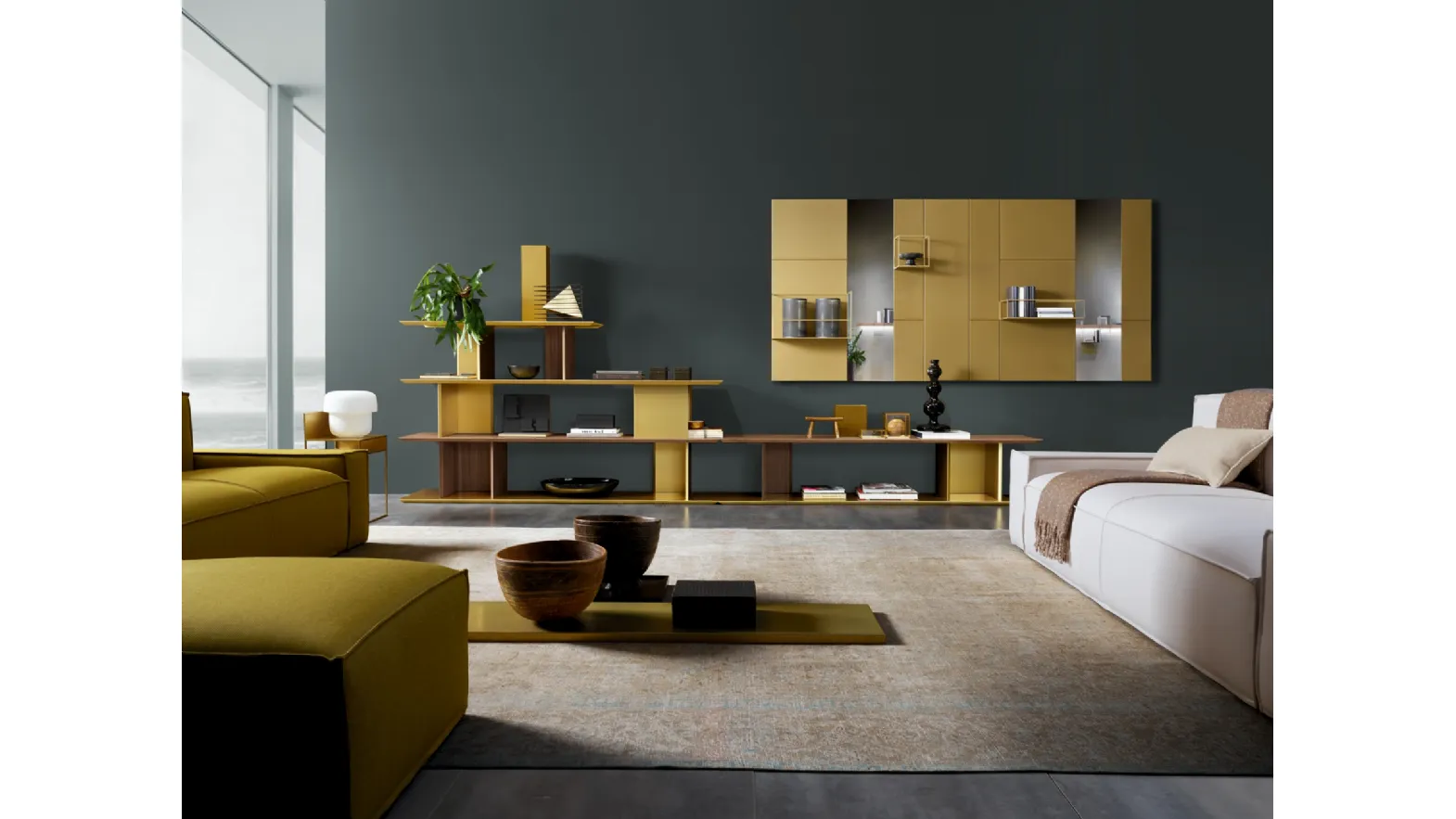 Parete Attrezzata componibile Libera 45 in metallo e legno di Ronda Design