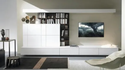 Parete Attrezzata Living Cinema 06 in laccato bianco opaco di Turati T4