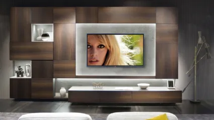 Parete Attrezzata in legno con pannello porta TV Living TV 03 di Turati T4