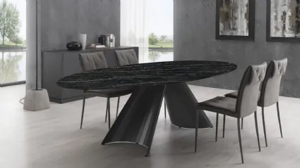 Tavolo di design ovale in marmo Tuile OV di Domitalia