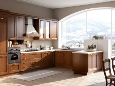 Cucina Classica angolare Venezia in frassino massello finitura tinto noce di Forma la cucina