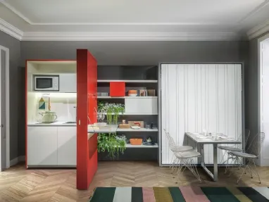 Cucina Moderna Kitchen Box Ambiente 11 minicucina trasformabile e integrabile nei programmi Living & Young System di Clei