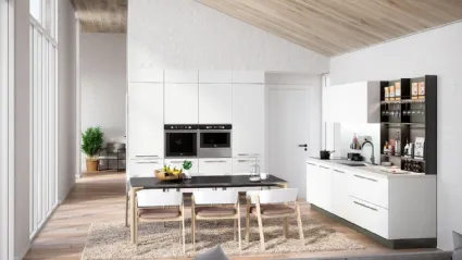 Cucina Moderna lineare Colibrì in finitura laccato bianco giappone di Forma la cucina