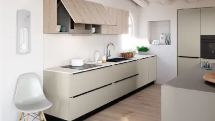 Cucina Moderna lineare Colibrì Intra in finitura corda e rovere grano di Forma la cucina