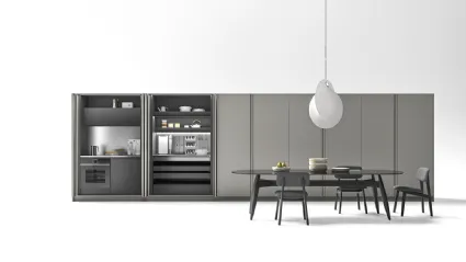 Cucina Moderna lineare Logica 03 in laccato opaco Platino e Antracite di Valdesign