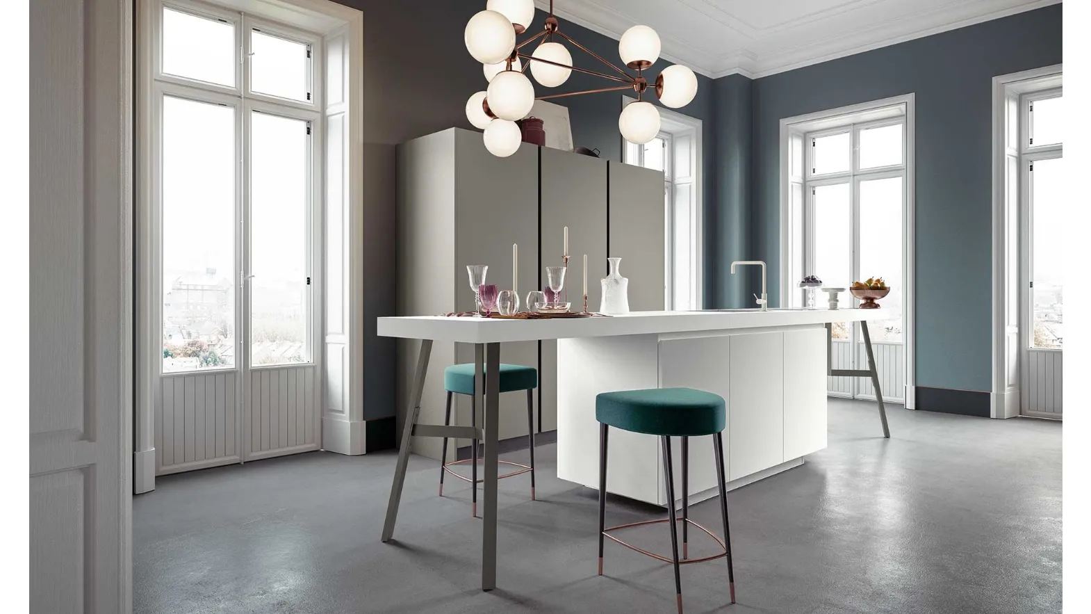 Cucina Moderne Logica L40 Laccato opaco Bianco di Valdesign