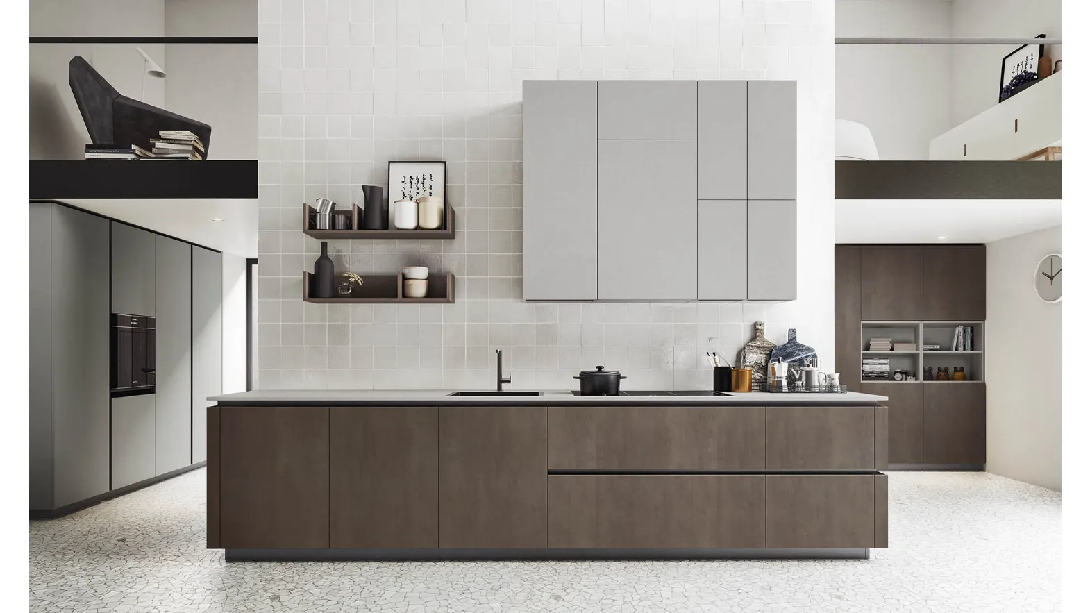 Cucina Moderne Logica L40 in Nobilitato Old Copper di Valdesign