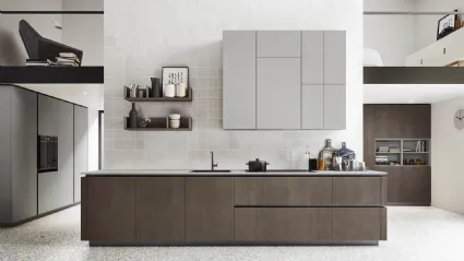 Cucina Moderne Logica L40 in Nobilitato Old Copper di Valdesign