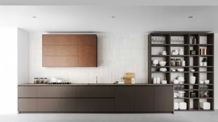 Cucina Moderne Logica L90 Laccato Fango Opaco di Valdesign