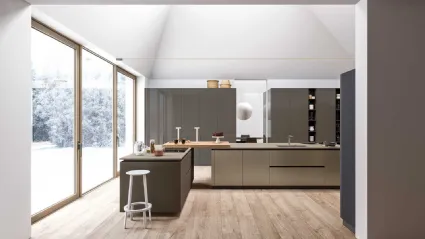 Cucina Moderne Logica L90 in laccato Platino Opaco di Valdesign