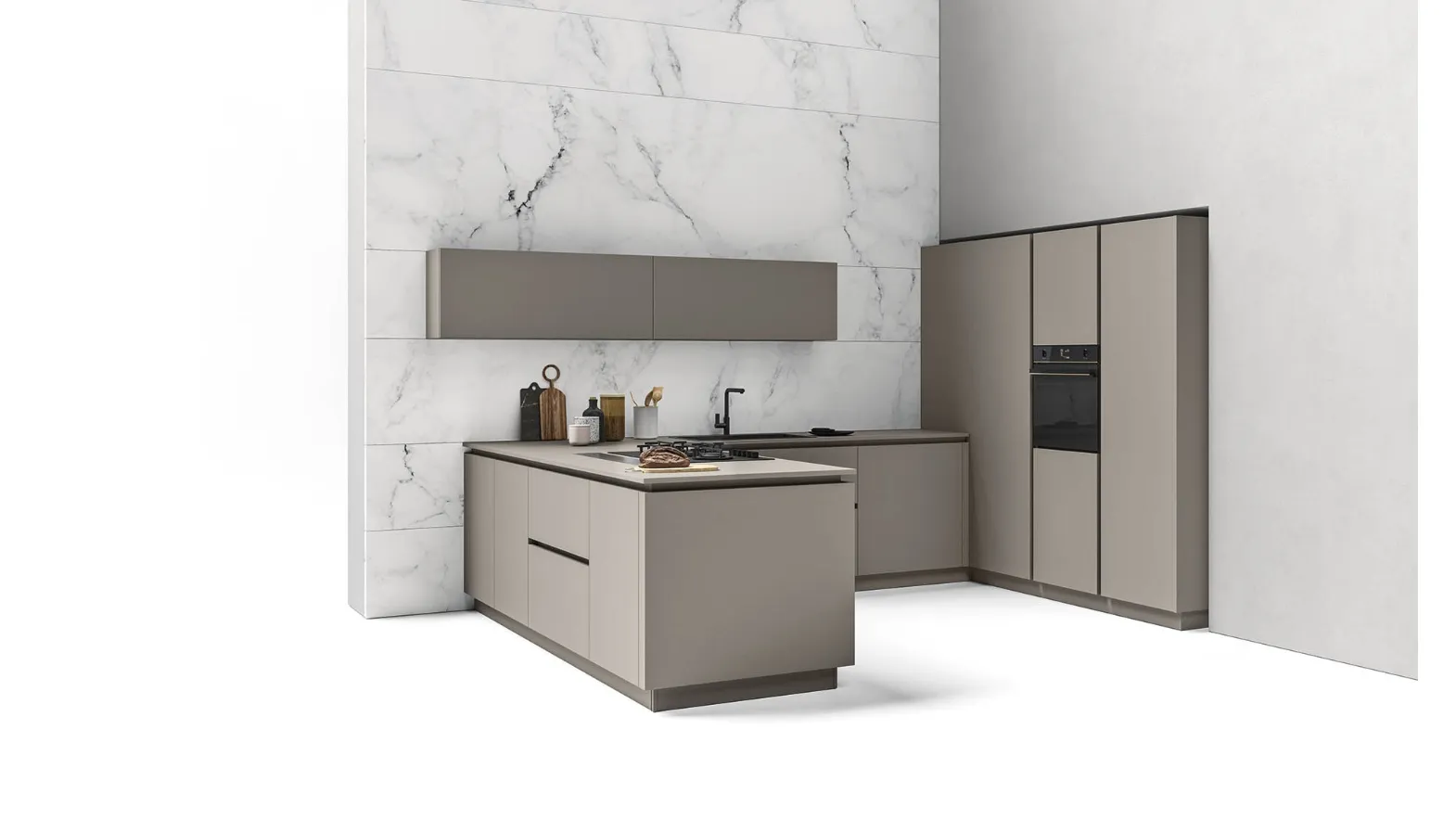 Cucina Moderne Logica LO laccata Aghata con Maniglie Gola di Valdesign