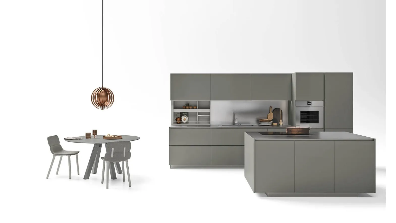 Cucina Moderne Logica LO Laccata Platino di Valdesign