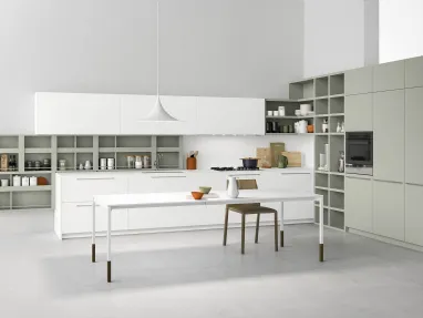 Cucina Moderne Logica LO in Laccato The Verde e Bianco di Valdesign