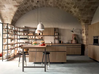 Cucina Moderne Soho finitura Fashion Wood Biscotto di Valdesign
