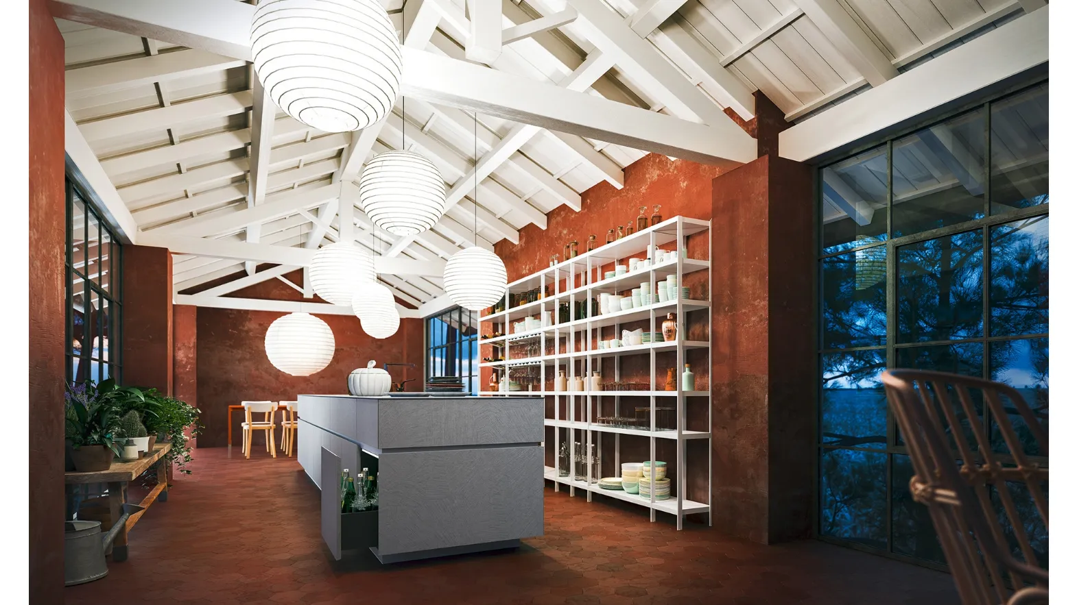 Cucina Moderne Soho finitura in Resina Cementizia Diorite di Valdesign