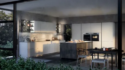 Cucina Moderna lineare Trend 30 in finitura talco seta di Forma la cucina