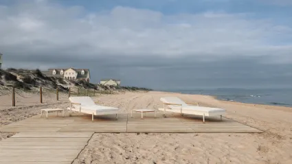Lettino Hamptons Sun Lounger in tessuto e alluminio di Vondom